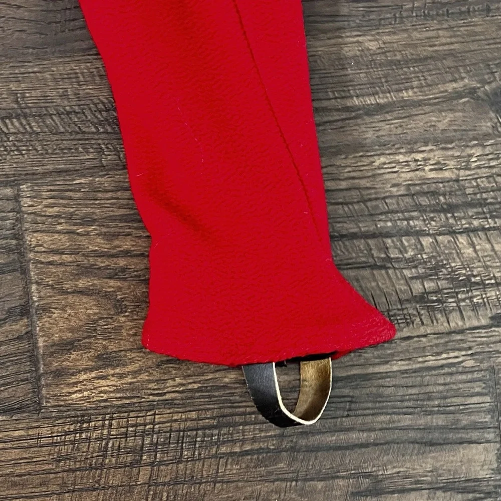 Vintage Suspender Pants Red Wool Leather Stirrups Boys Girls 2-3 Snow Riding 50s